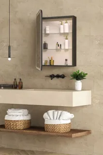 Зеркало-шкаф с подсветкой ArtMax Platino AM-Pla-600-800-1D-L-DS-FC-H-T-Grey 60 см серый матовый